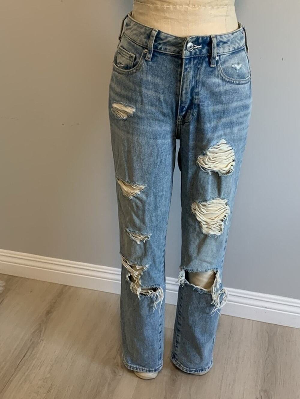 PacSun Pacific Sunwear Mom Jeans Destroyed Blue Denim Grunge Women's 24